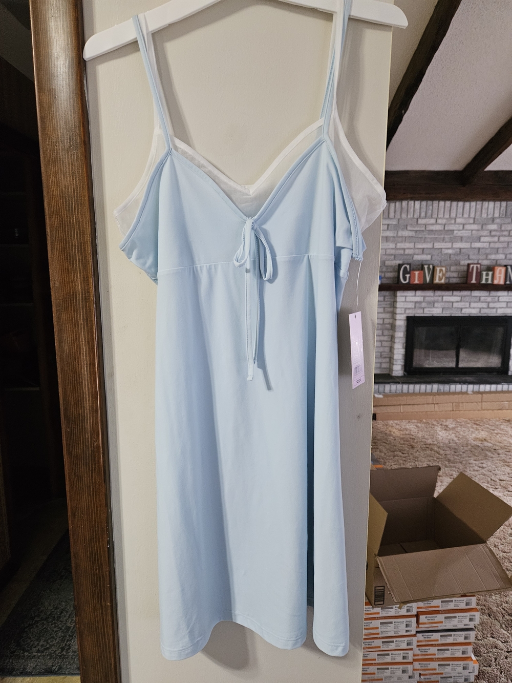 wild fable Light Blue Midi Slip Dress with Adjustable Straps